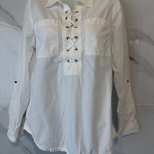 Tommy Hilfiger White Lace-Up Button Down Shirt